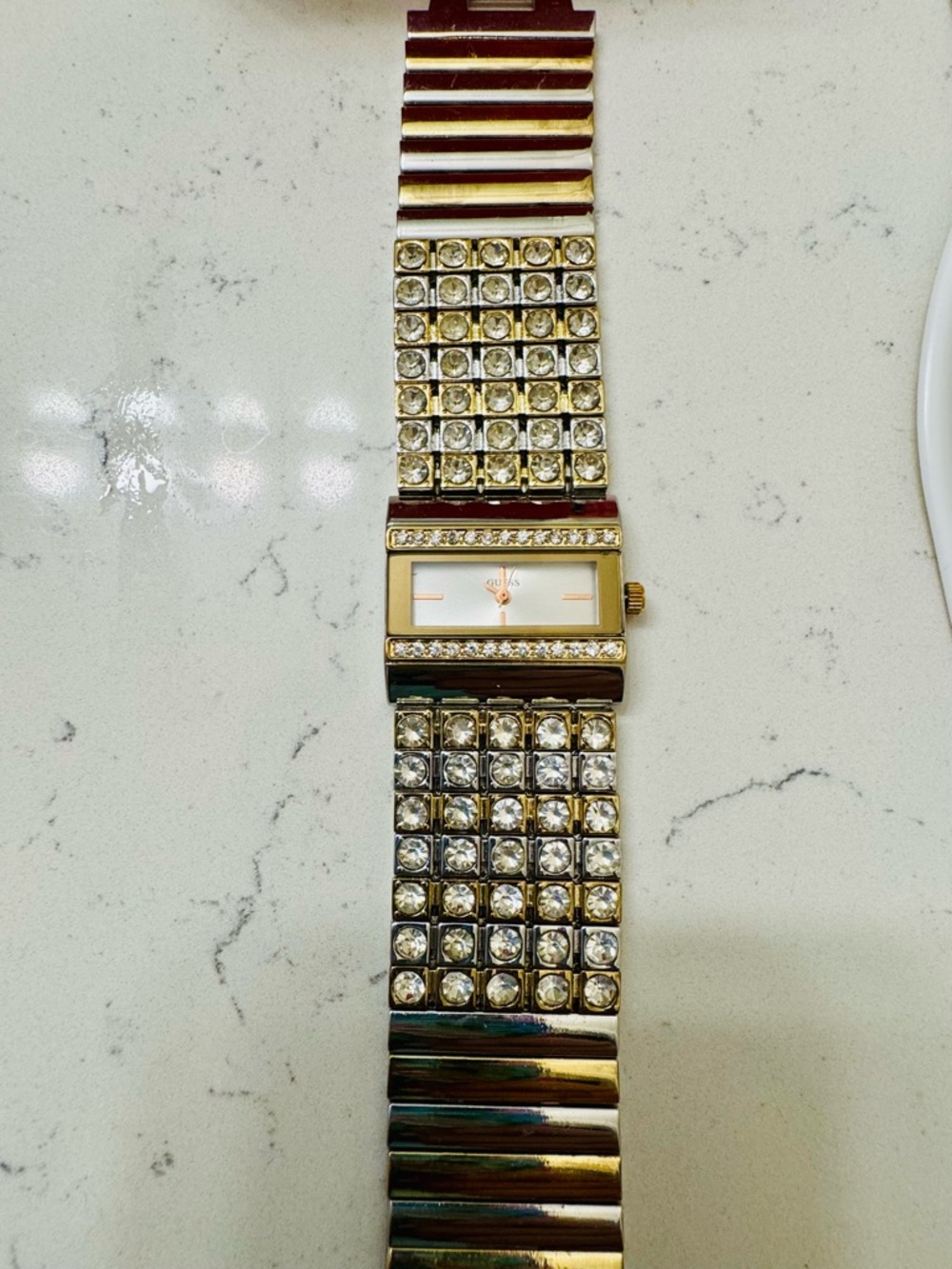Gold silver Tone Crystal Bracelet Watch